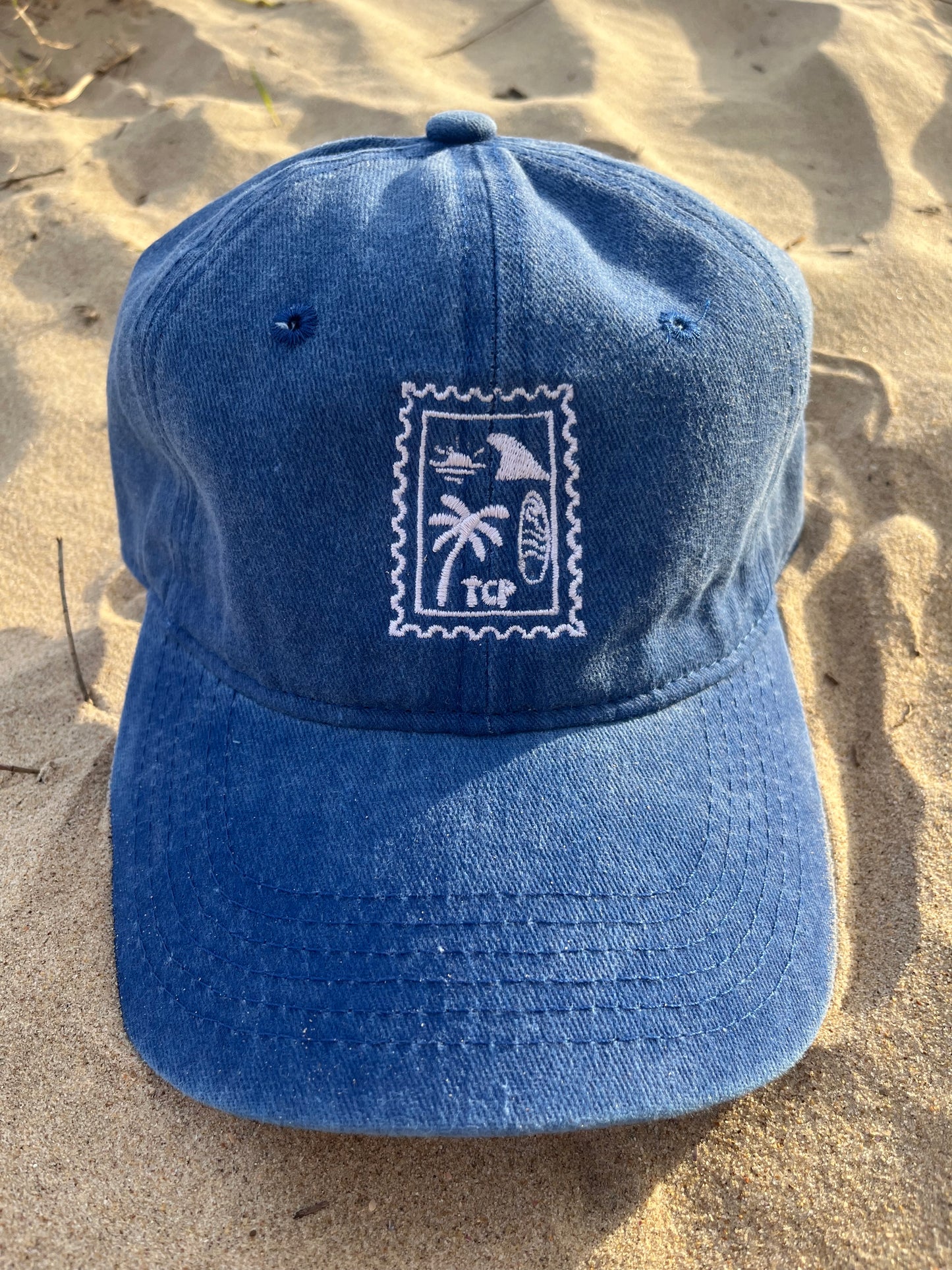 front on view of blue cap