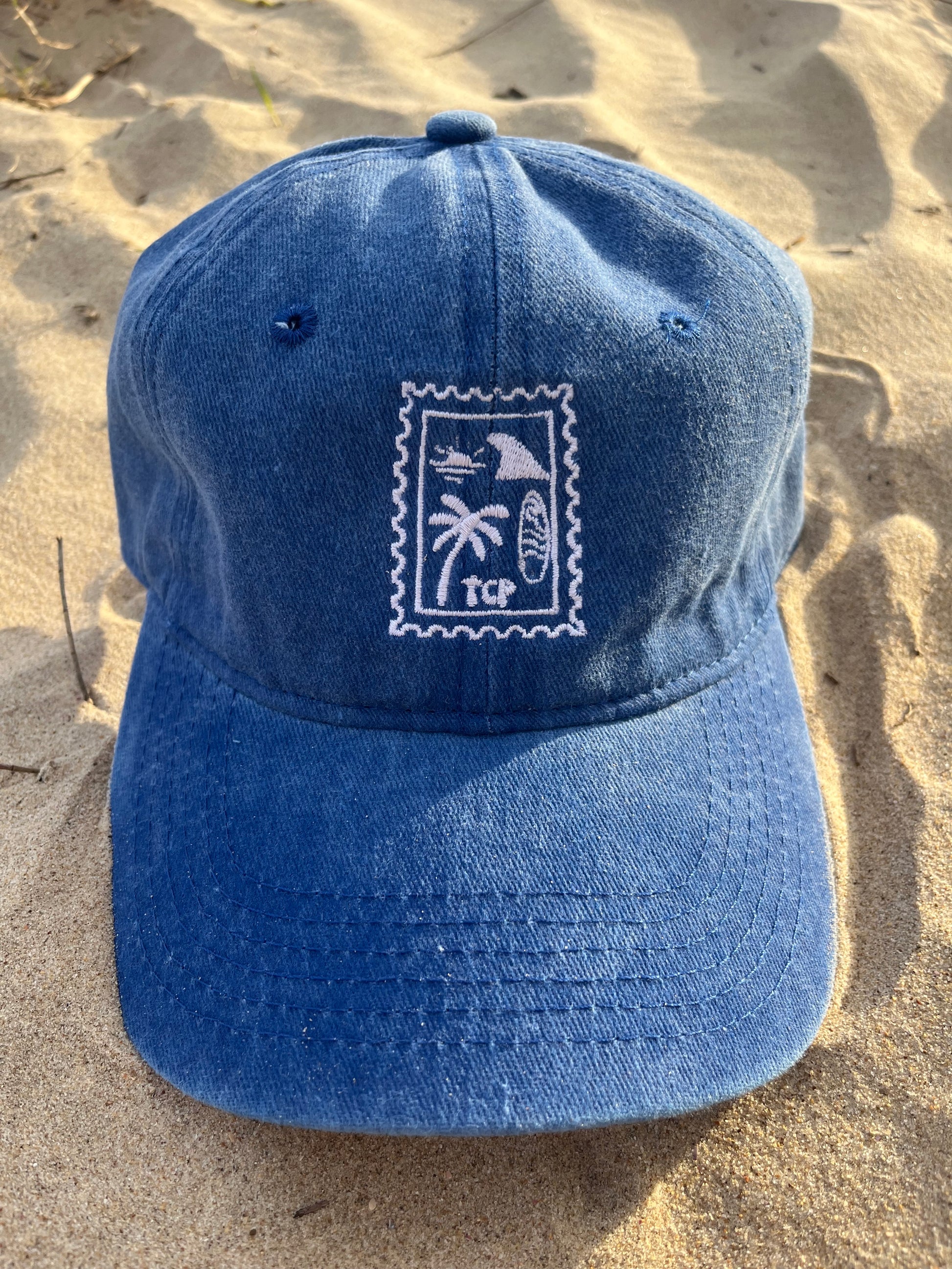 front on view of blue cap