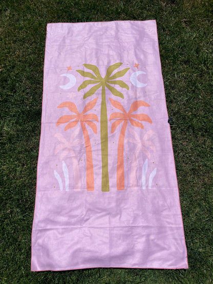 Sand Free Beach Towel - Pink Palm
